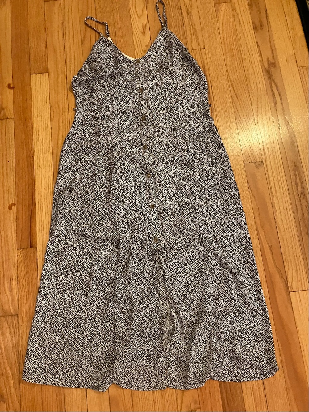 Sienna Sky Black and White Spaghetti Strap Button-Front Maxi Dress